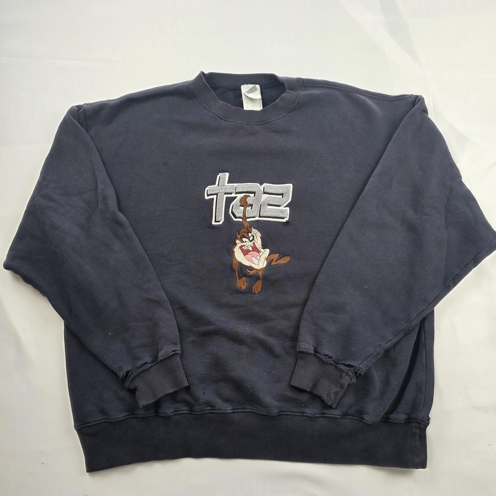 Vintage Warner Bros Studio Store Taz Sweatshirt Mens Medium Blue Looney Tunes
